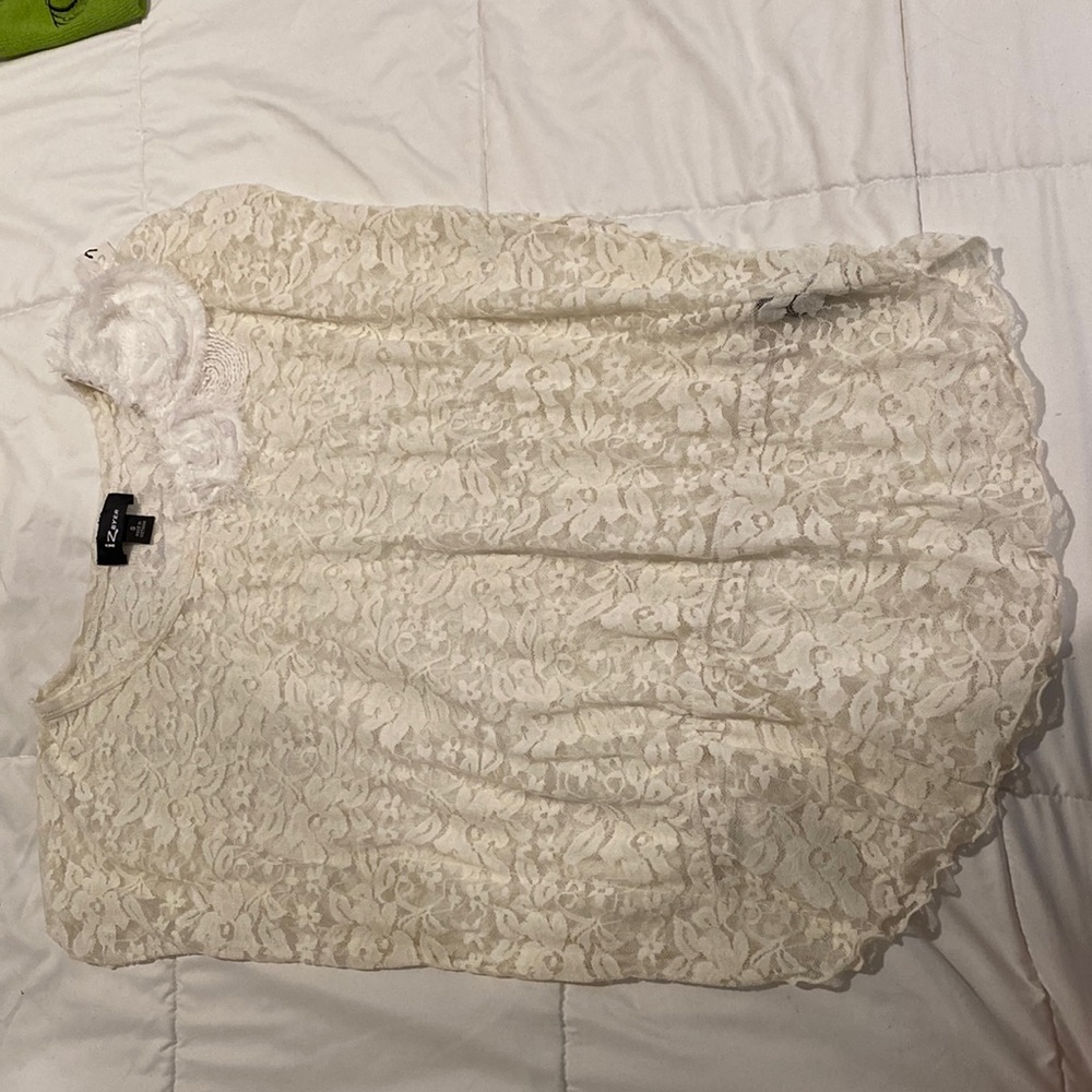 Lace Top with flower on shoulder